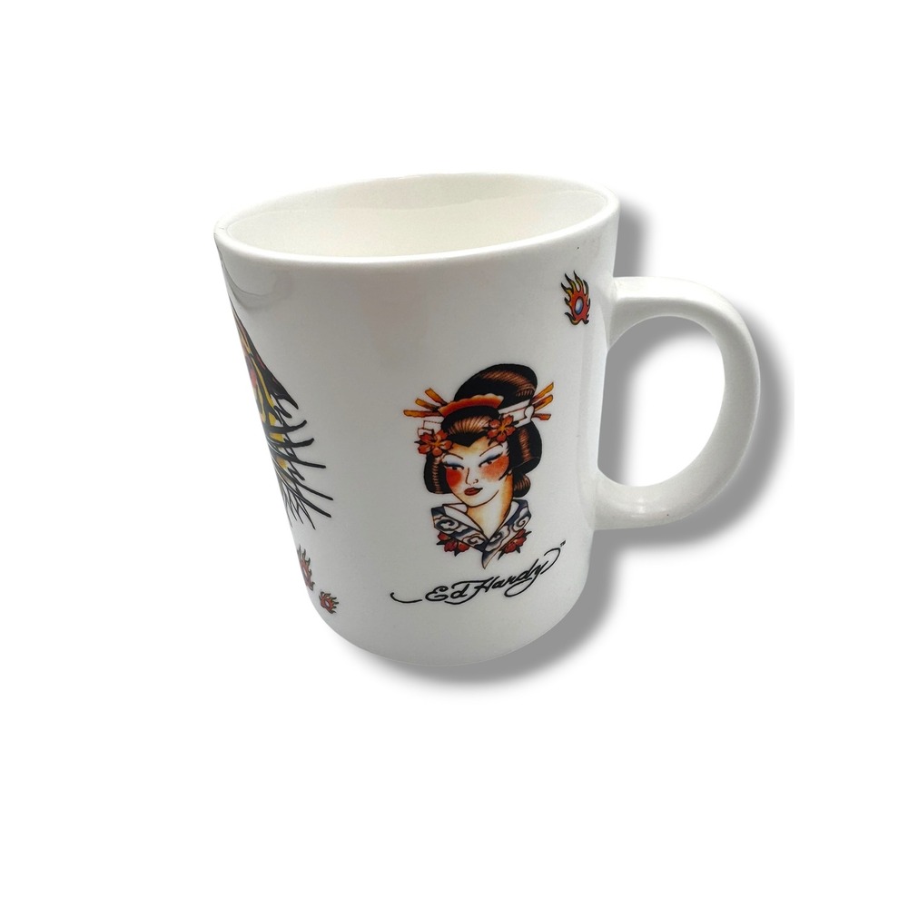 Ed Hardy‎ Mug White Tiger Geisha Tattoo Art Coffee Cup Mug